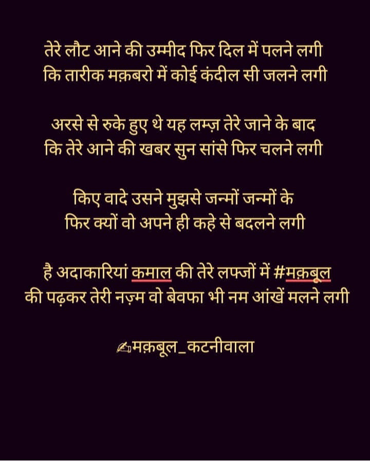 तेरे लौट आने की उम्मीद फिर दिल मे पलने लगी's image