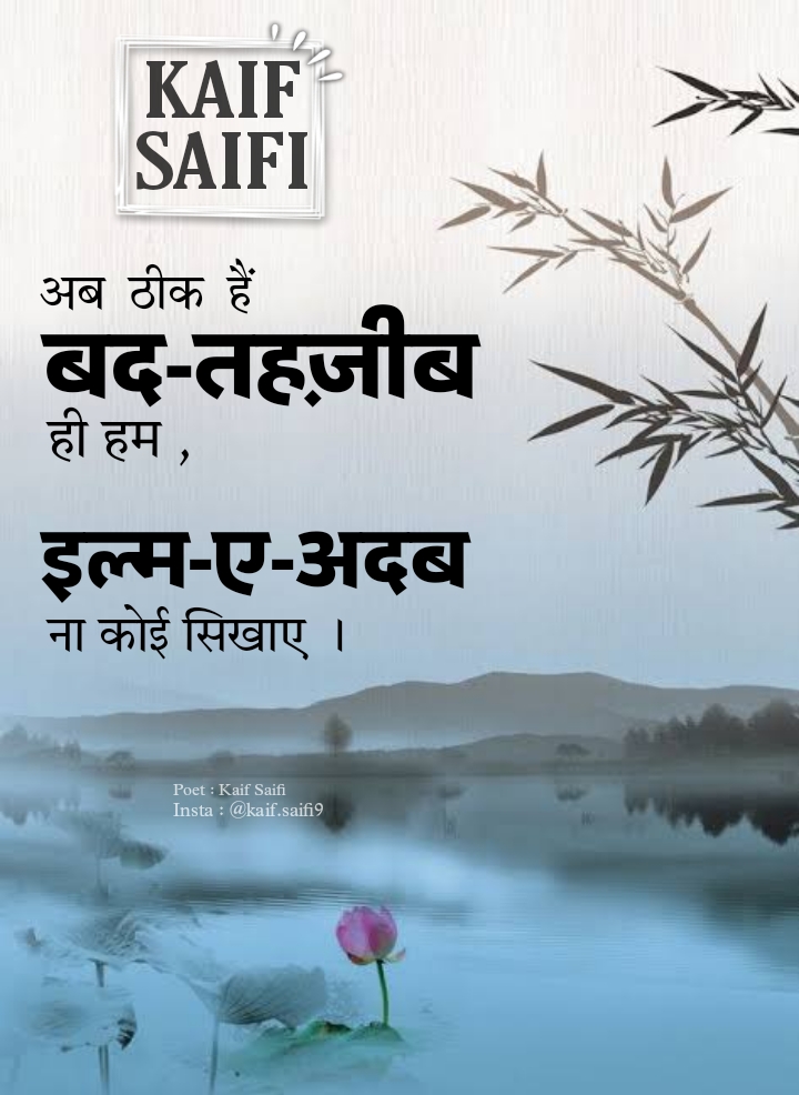 Kaif Saifi - अब ठीक हैं बद-तहज़ीब ही हम,  इल्म-ए-अदब ना कोई सिखाए's image