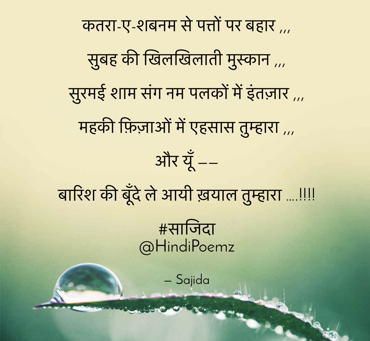 कतरा-ए-शबनम से पत्तों पर बहार ...'s image