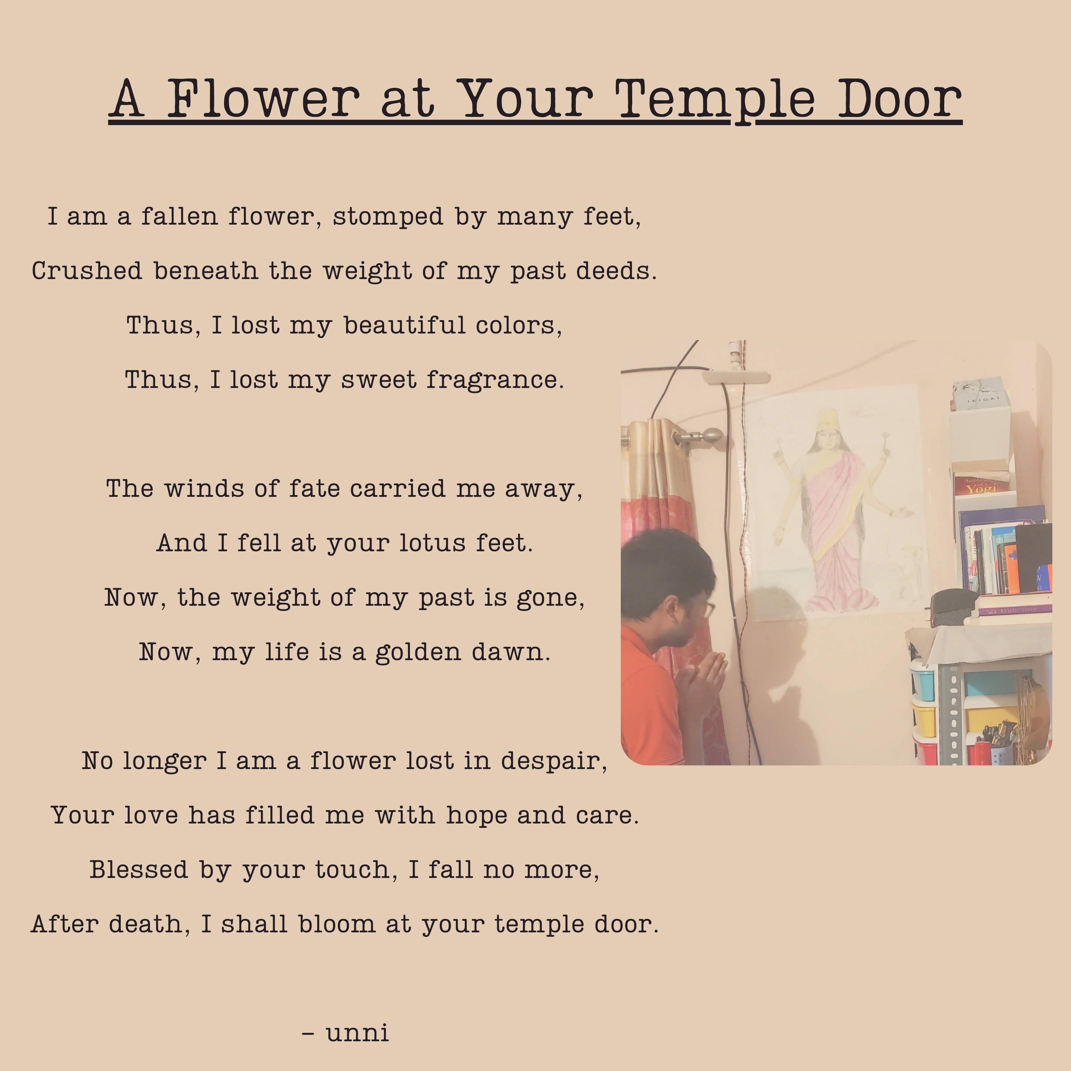 A Flower at Your Temple Door | A poem about Lakshmi devi's image